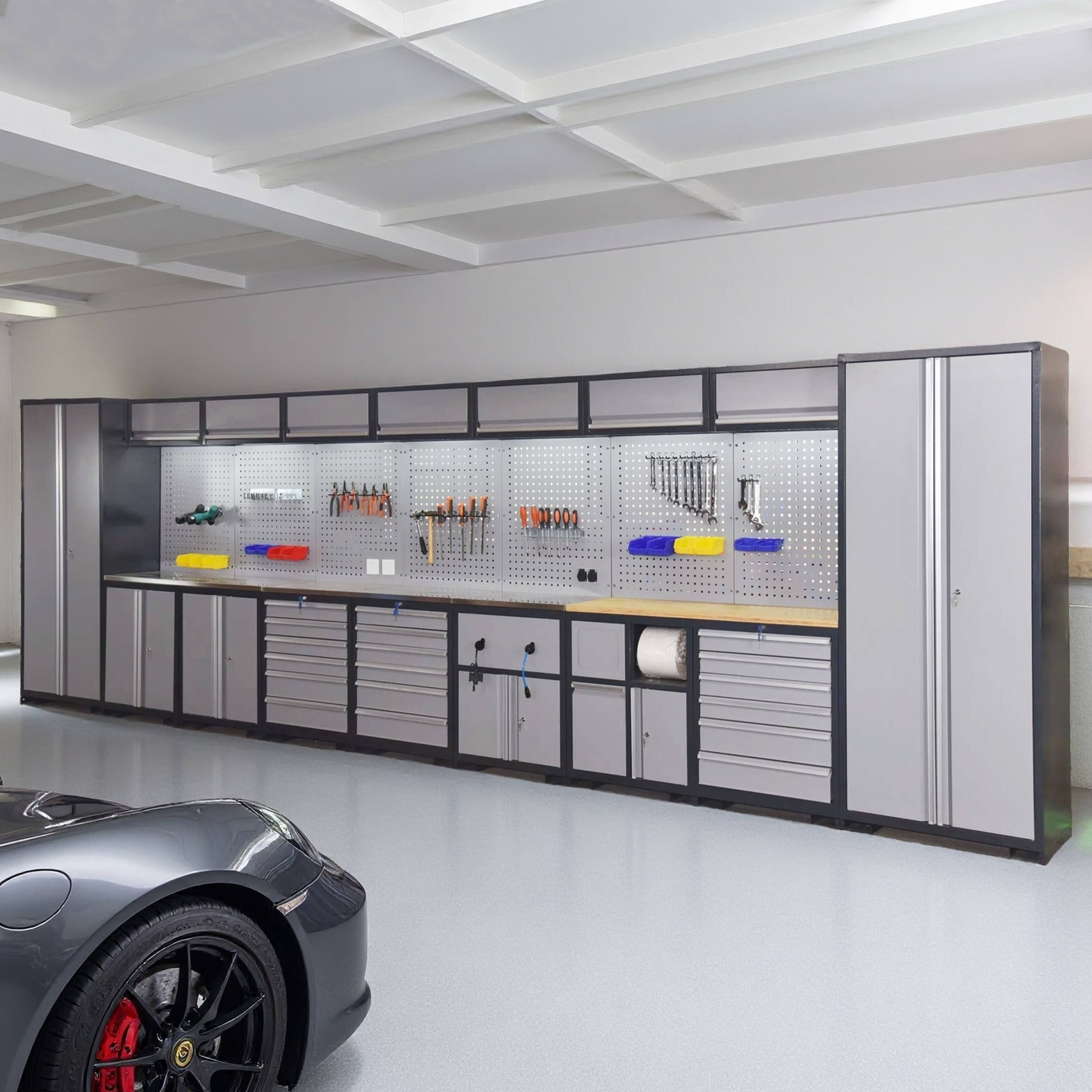 Garagearbetsbänk med förvaring: Kombinera arbetsyta och verktygsorganisation