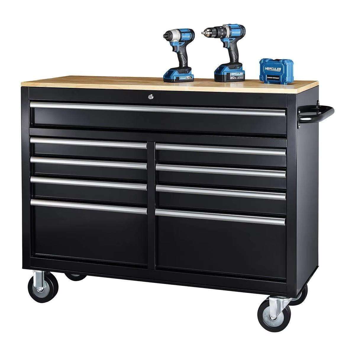Heavy Duty 46 In. 9-Drawer Workbench Auto Tools Trolley Cabinet manufacture