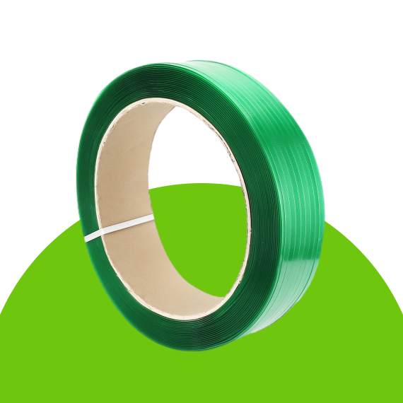 Typically Green Opaque in Color of Polyester Strapping Embossed with core 16x6