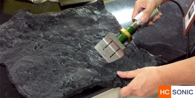 Ultrasonic rubber cutting knife can easily cut resins, rubber various overlapping composite materials etc details