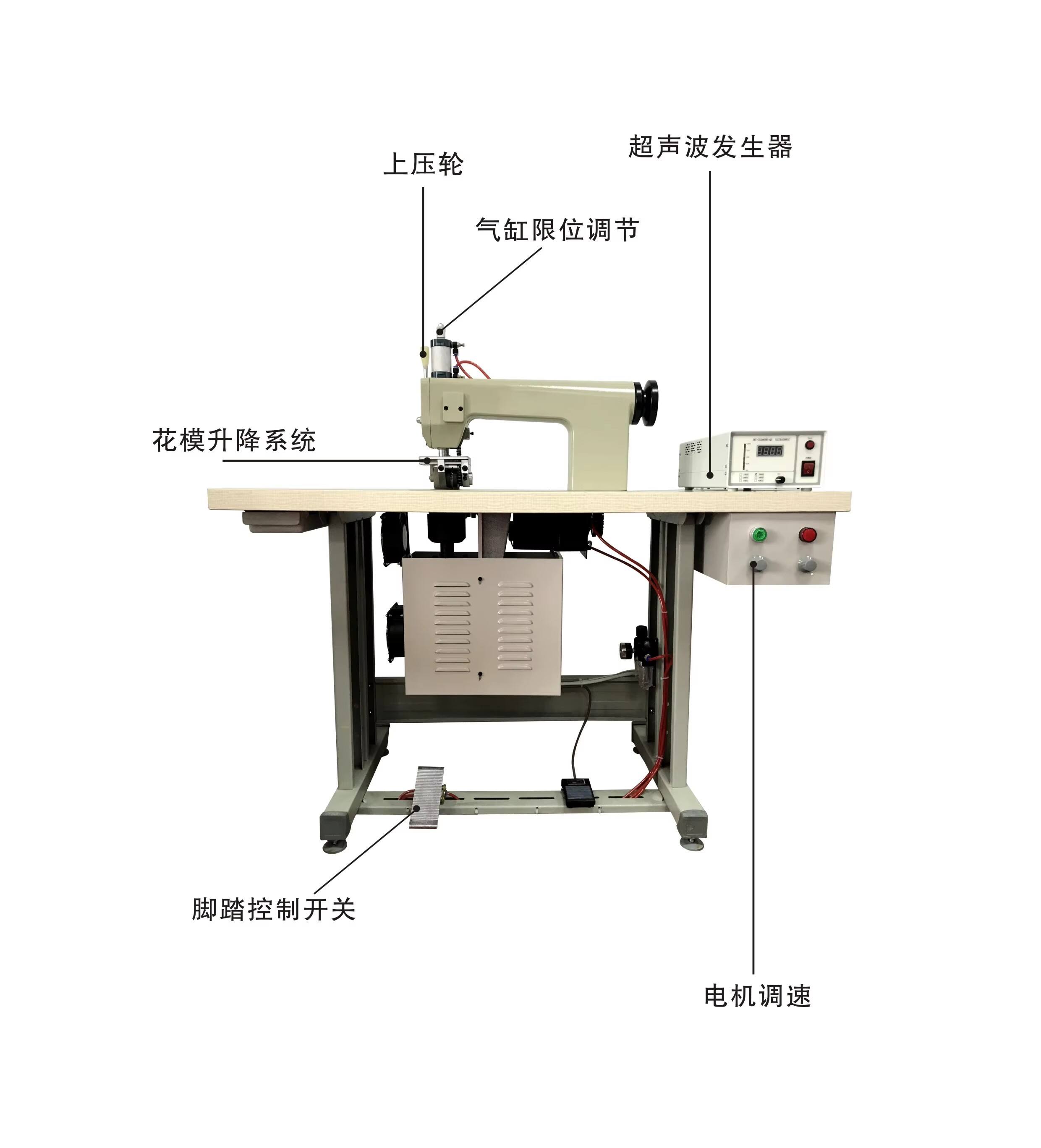 Máquina de soldadura ultrasónica industrial para coser - Sistema de unión de tejidos sin puntadas a 20 kHz para confección, automoción