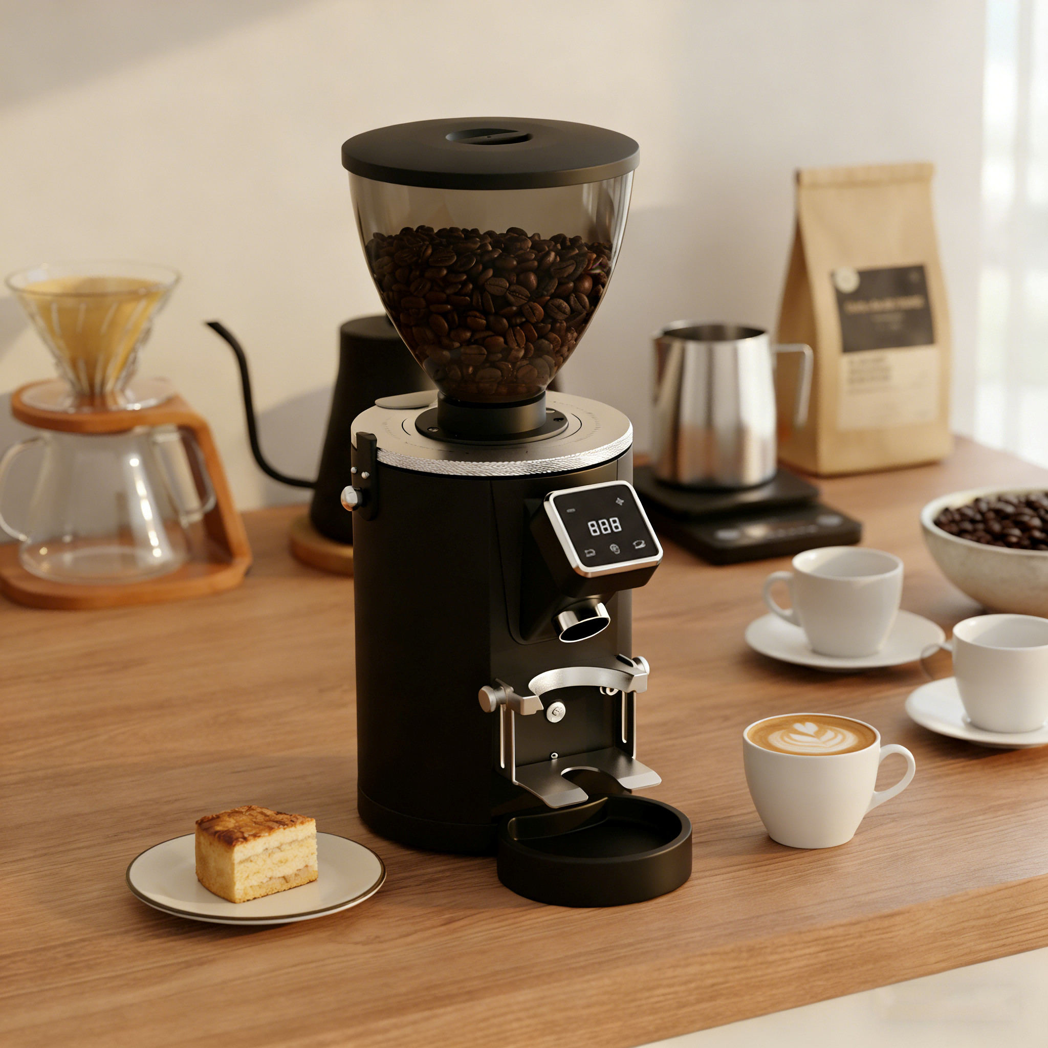 Professional 48mm Electric Coffee Bean Grinder Machine for Household and Hotel Use