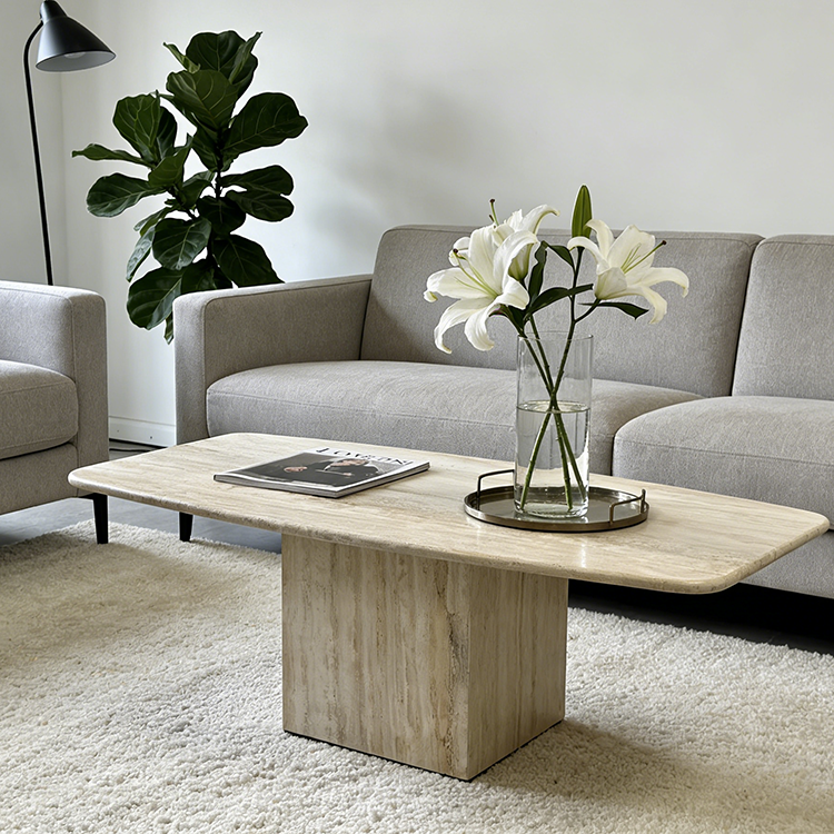 YDSTONE Rectangular Beige Travertine Dining Table Top Premium Countertops Vanity Tops & Table Tops