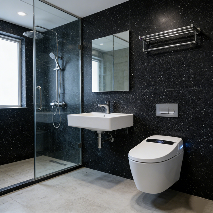 YDSTONE Factory Direct Artificial Stone Floor Tile Polished Black Terrazzo Tiles 600x600 Cement Tile