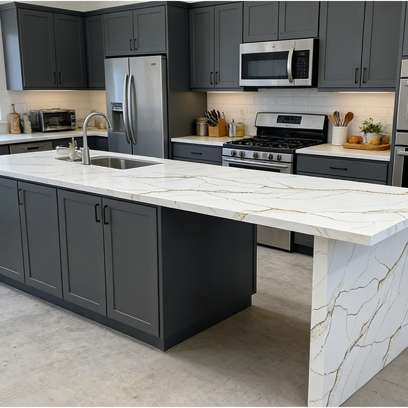 Ydstone Calacatta Gold Quartz Stone Slab Kitchen Countertop Quartz Slabs 3cm for Countertop