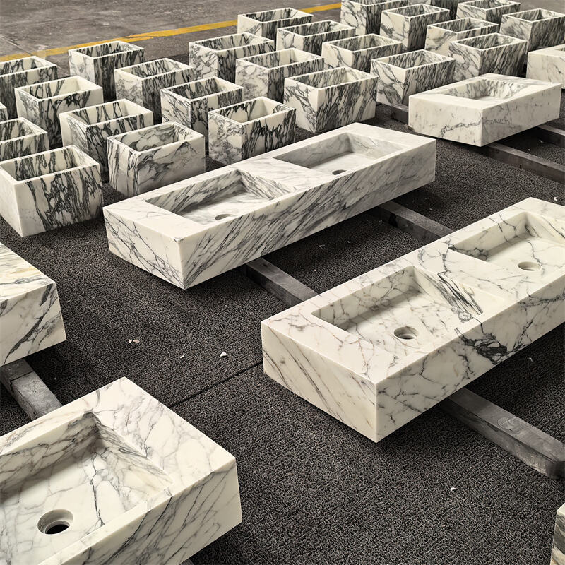 Custom-Made Solid Arabescato White Marble Vanity Tops