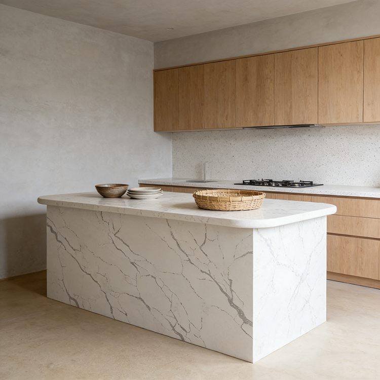 YDSTONE Modern Design Artificial Quartz Countertops Calacatta Polished Surface Engineered Quartz Slabs for Dining Application