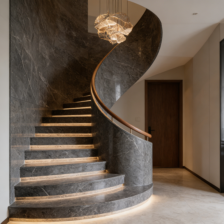 YDSTONE Modern Yunduola Gray Artificial Marble Tiles Cut-to-Size for Villa Exterior Staircase Wall Indoor Floor Bathroom