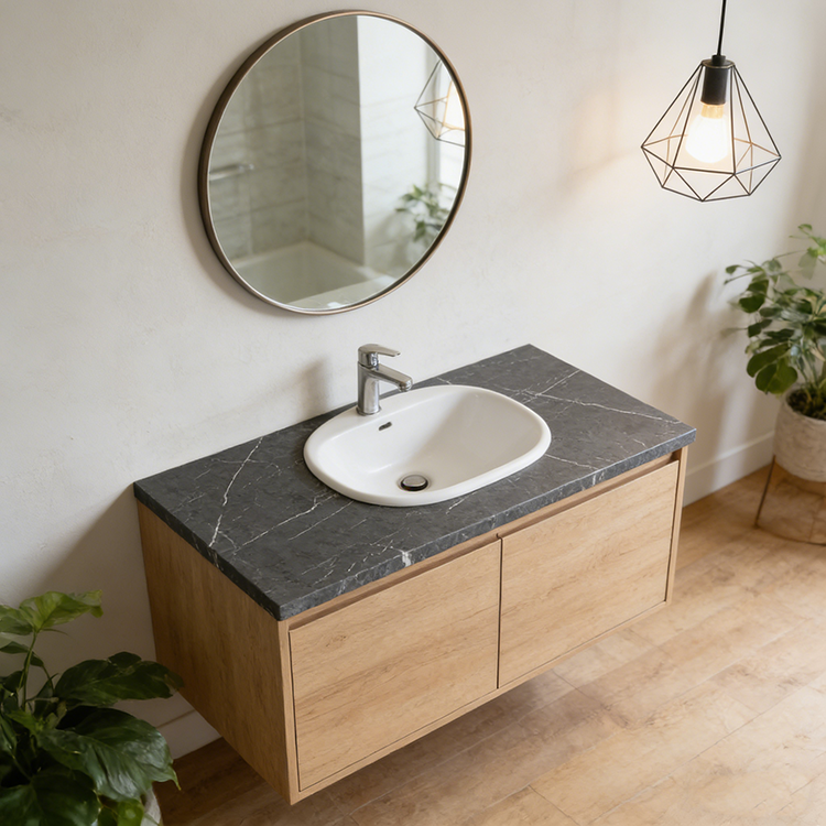 YUANDA Calacatta Stone Tiles Engineered Large Slab Black Sintered Stone Slab Bathroom Vanity Tops