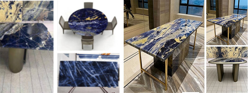 Blue and gold marble furniture collection (dining table and side table), featuring rich veined patterns suitable for modern living room or dining room decor.jpg