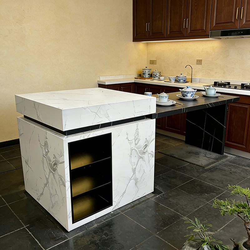 YDSTONE Light Mobile Dining Table Storage Integrated Kitchen Cabinet Sintered Stone Kitchen Island Counter Top