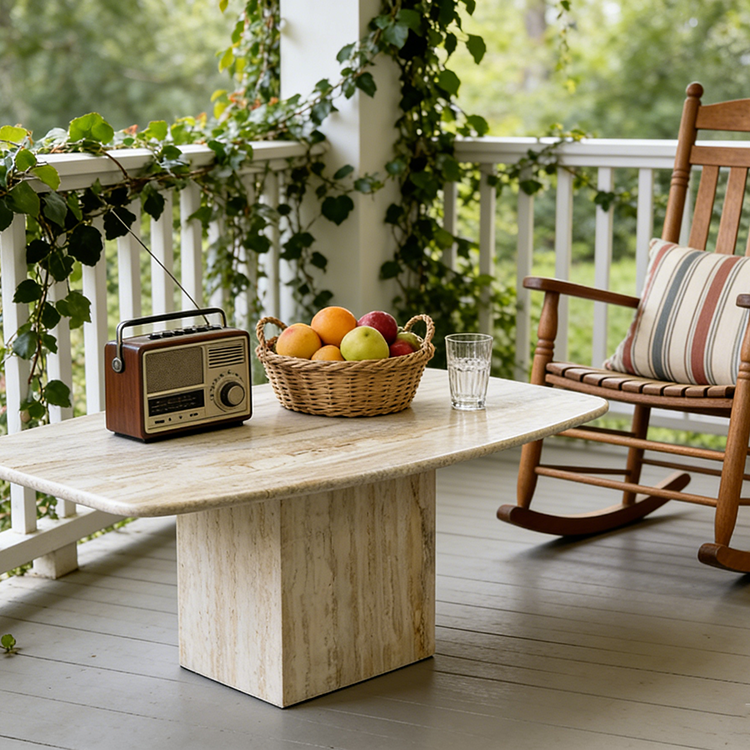 YDSTONE Rectangular Beige Travertine Dining Table Top Premium Countertops Vanity Tops & Table Tops