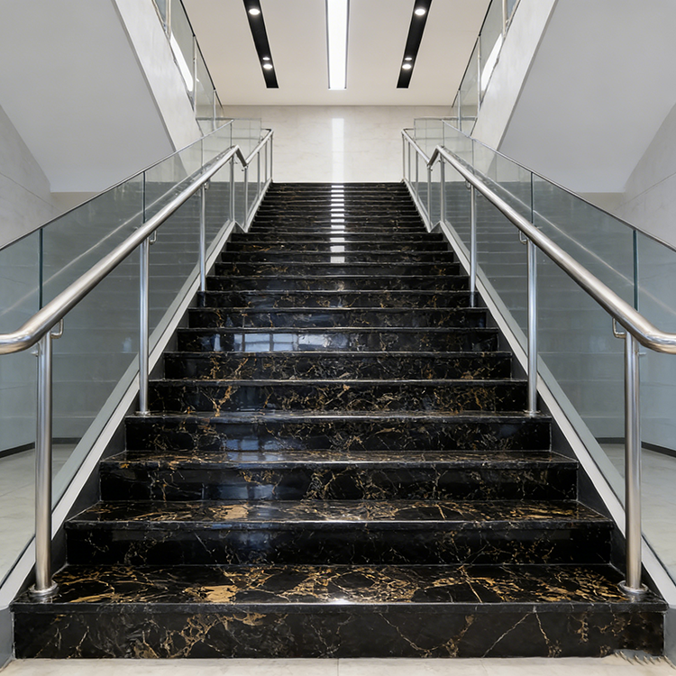 YDSTONE Black Portoro Marble Tiles Cut-to-Size for Indoor Decoration Balcony Waterstone Floor Tiles for Exterior