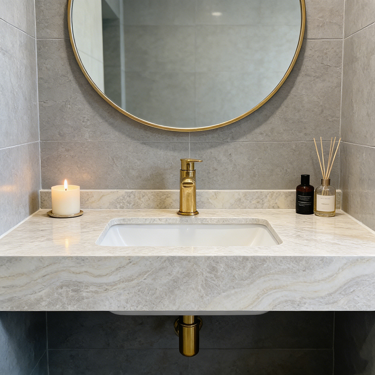 YDSTONE Hot Selling Brazilian Natural White Stone Slabs Taj Mahal White Quartzite Slab Vanitytops