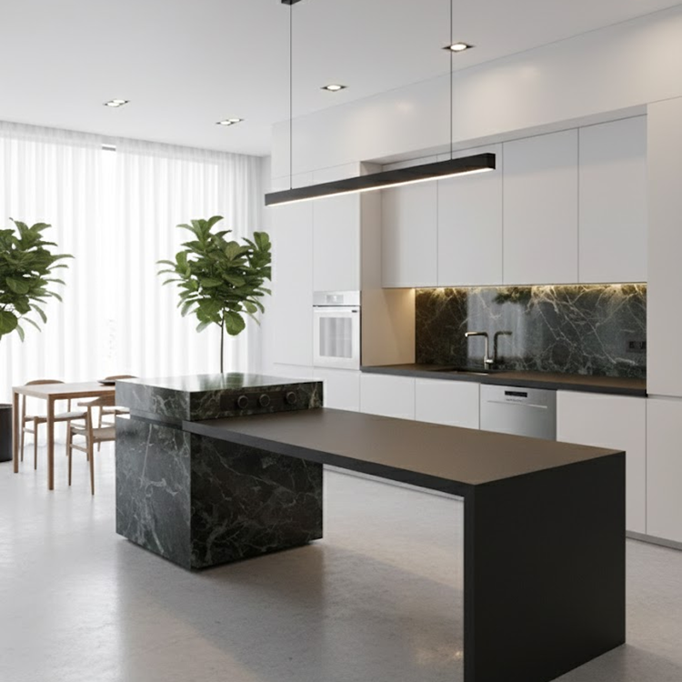 YDSTONE Modern Luxurious Black Veneered Granite Island for Restaurants Bathrooms Vanities Dining Living Room Marble Countertop