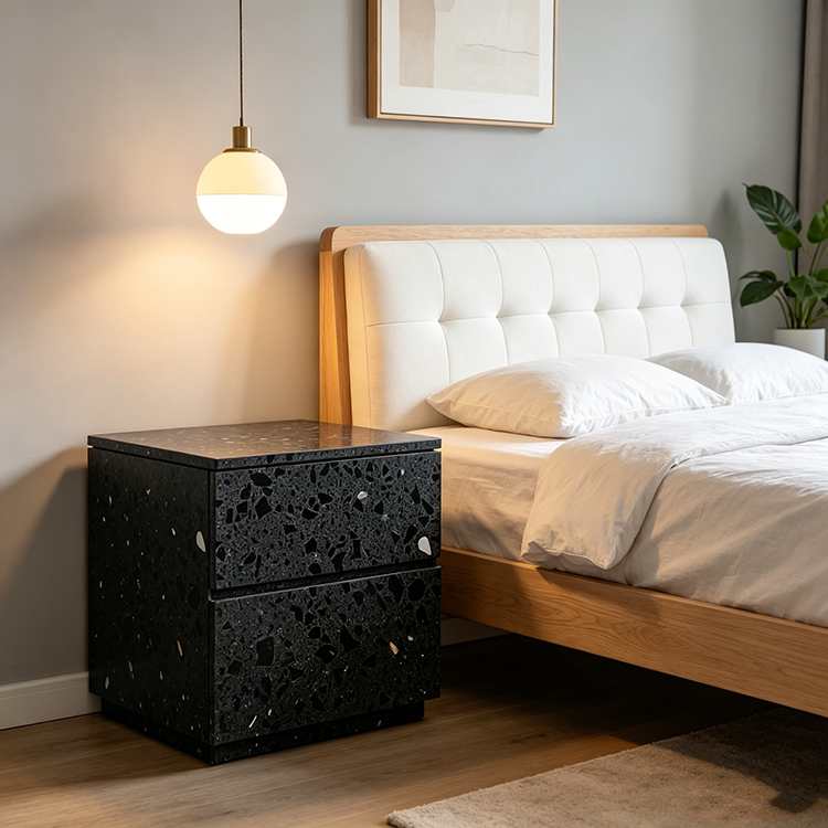 YDSTONE Elegant Black Artificial Quartz Stones Slab Custom Slab for Livingroom Side Table