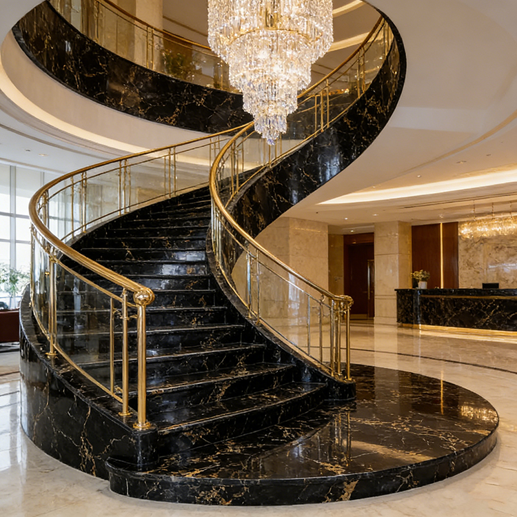 YDSTONE Black Portoro Marble Tiles Cut-to-Size for Indoor Decoration Balcony Waterstone Floor Tiles for Exterior