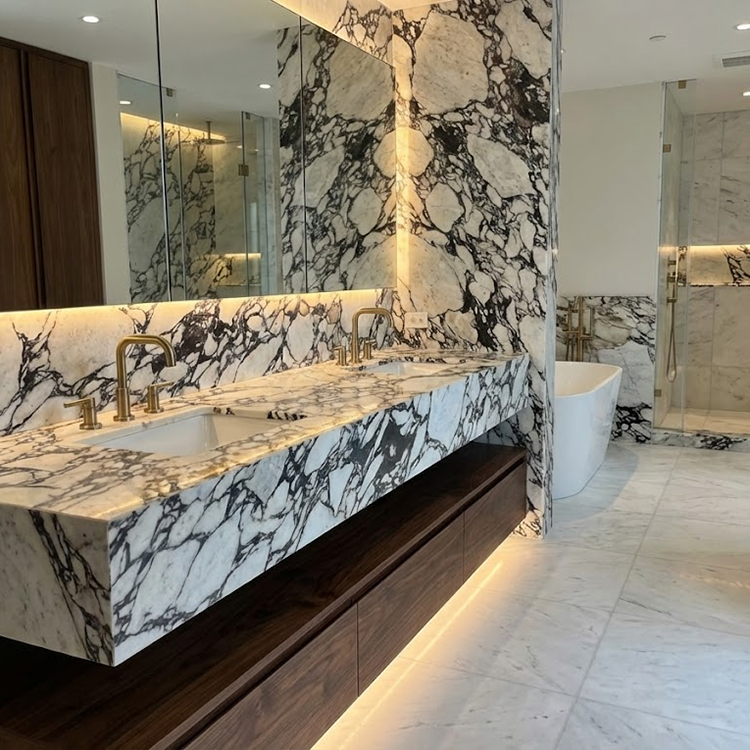 2025 Luxury Italian Calacatta Viola Marble Modern Design Polished Surface Villa Wall Panel