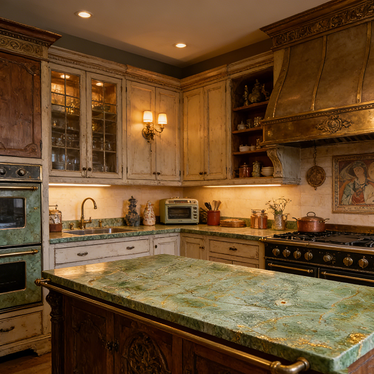 YDSTONE Customized TANZANITE GREEN Turquoise Granite Natural Stone Green Granite Green Quartzite for Countertop and Island