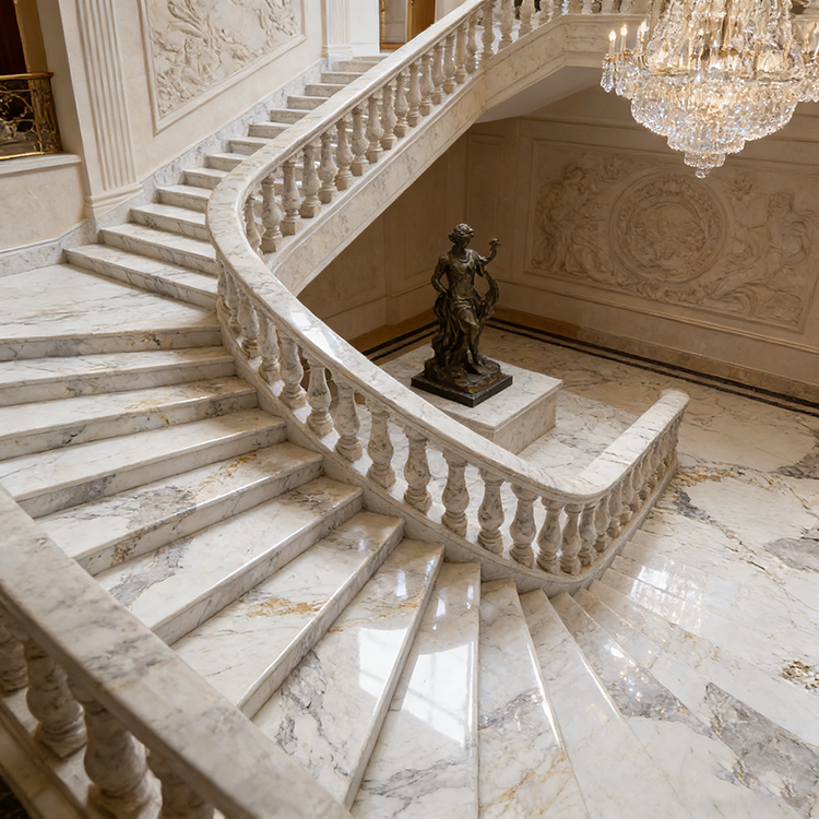 YDSTON EItalian Polished Granite Rectangular Dining Table and Chair Set, Modern Luxurious Home Furniture