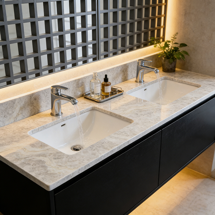 YDSTONE Hot Selling Brazilian Natural White Stone Slabs Taj Mahal White Quartzite Slab Vanitytops