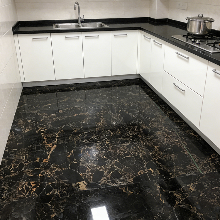 YDSTONE Black Portoro Marble Tiles Cut-to-Size for Indoor Decoration Balcony Waterstone Floor Tiles for Exterior