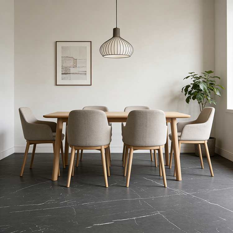 YUANDA Calacatta Stone Tiles Engineered Large Slab Black Sintered Stone Slab Floorings Interior