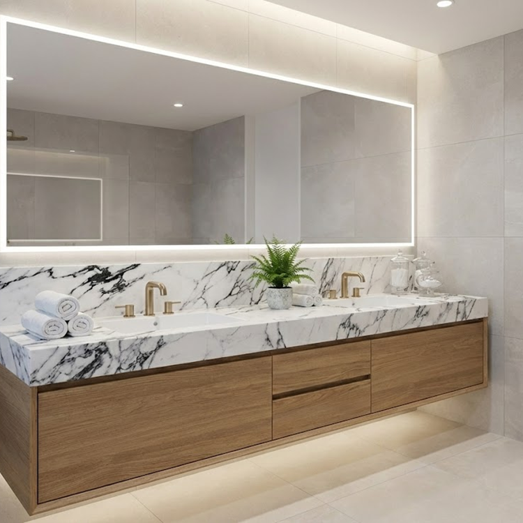 2026 Luxury Italian Calacatta Viola Marble Modern Design Polished Surface Villa Kitchen Vanitytops