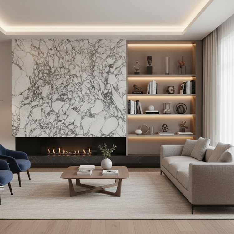 2025 Luxury Italian Calacatta Viola Marble Modern Design Polished Surface Villa Wall Panel