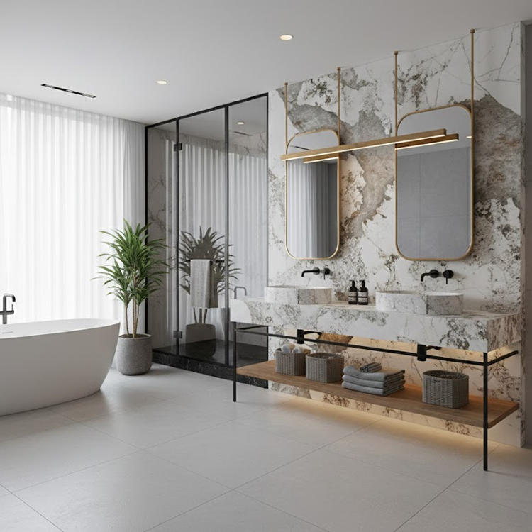 Pandora Sintered Stone Tiles Wall Slab Fireproof Modern for Bathroom Table Top Vanity Tops