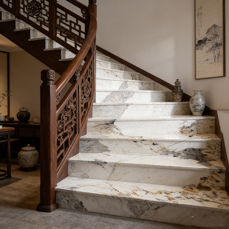 YDSTON EItalian Polished Granite Rectangular Dining Table and Chair Set, Modern Luxurious Home Furniture