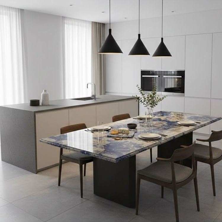 Modern Design Blue Coffee Table Luxury Bolivia Blue Granite Dining Tables for Home