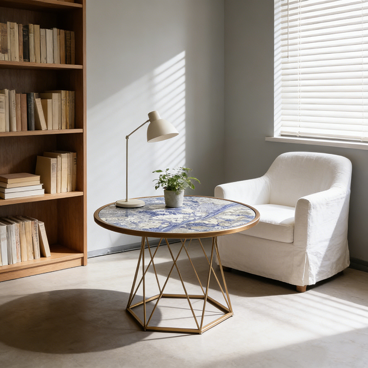 Modern Design Blue Coffee Table Luxury Bolivia Blue Granite Dining Tables for Home