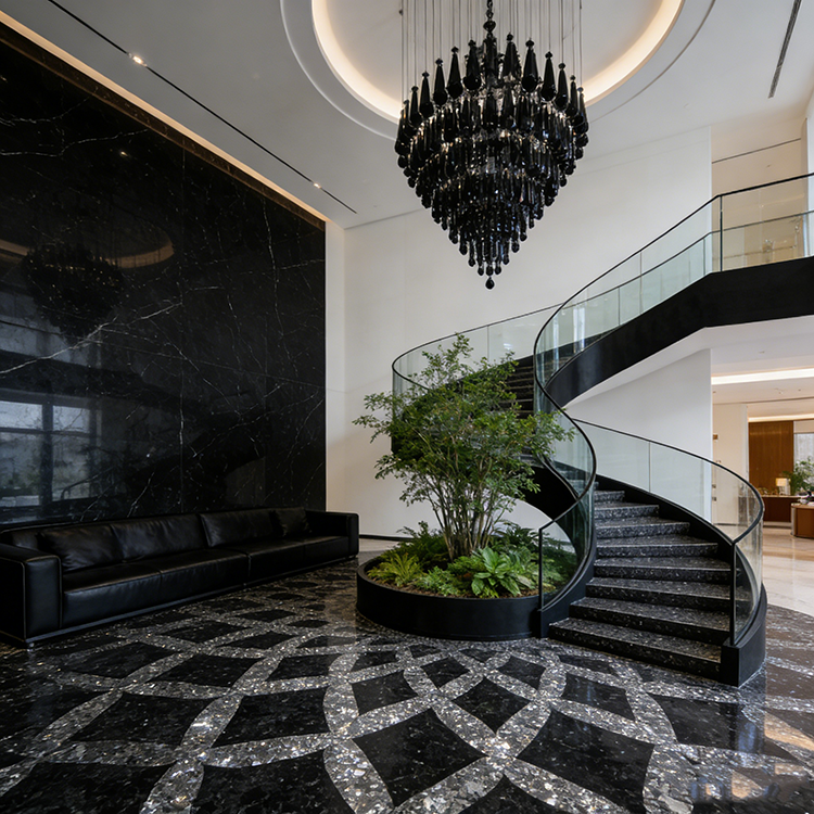 YDSTONE Factory Direct Artificial Stone Floor Tile Polished Black Terrazzo Tiles 600x600 Cement Tile