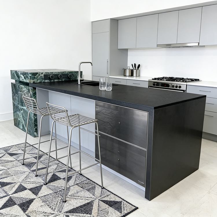 YDSTONE Modern Luxurious Black Veneered Granite Island for Restaurants Bathrooms Vanities Dining Living Room Marble Countertop