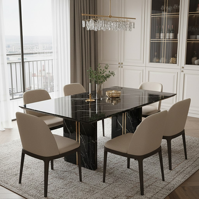 The dining table made of sintered stones