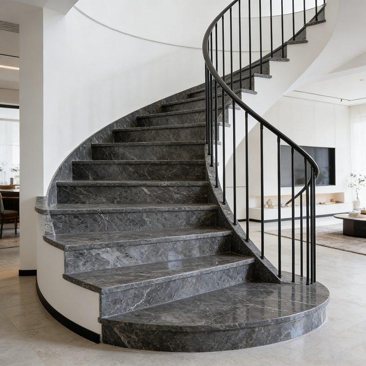 YDSTONE Modern Yunduola Gray Artificial Marble Tiles Cut-to-Size for Villa Exterior Staircase Wall Indoor Floor Bathroom