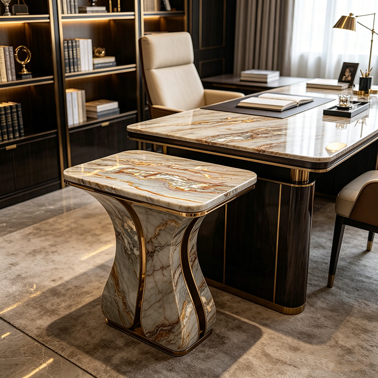 Volcano Fusion Quartz Slab Wavy Gold Impression for Countertop Vanity Top Side Table Livingroom