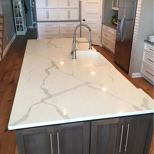 product ydstone modern design artificial quartz countertops calacatta polished surface engineered quartz slabs for dining application-3