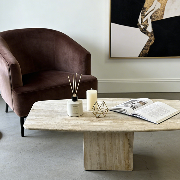 YDSTONE Rectangular Beige Travertine Dining Table Top Premium Countertops Vanity Tops & Table Tops