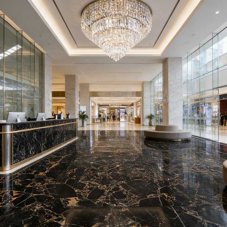 YDSTONE Black Portoro Marble Tiles Cut-to-Size for Indoor Decoration Balcony Waterstone Floor Tiles for Exterior