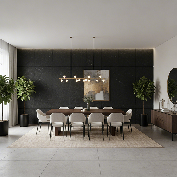 YDSTONE Modern Luxurious Black Veneered Granite Island for Restaurants Bathrooms Vanities Dining Living Room Marble Countertop