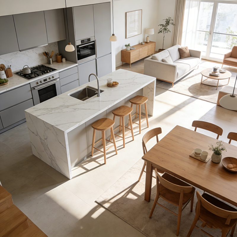 YDSTONE High Quality Calacatta Grey Color Short Vein Artificial Quartz Stone Slab for Wholesales