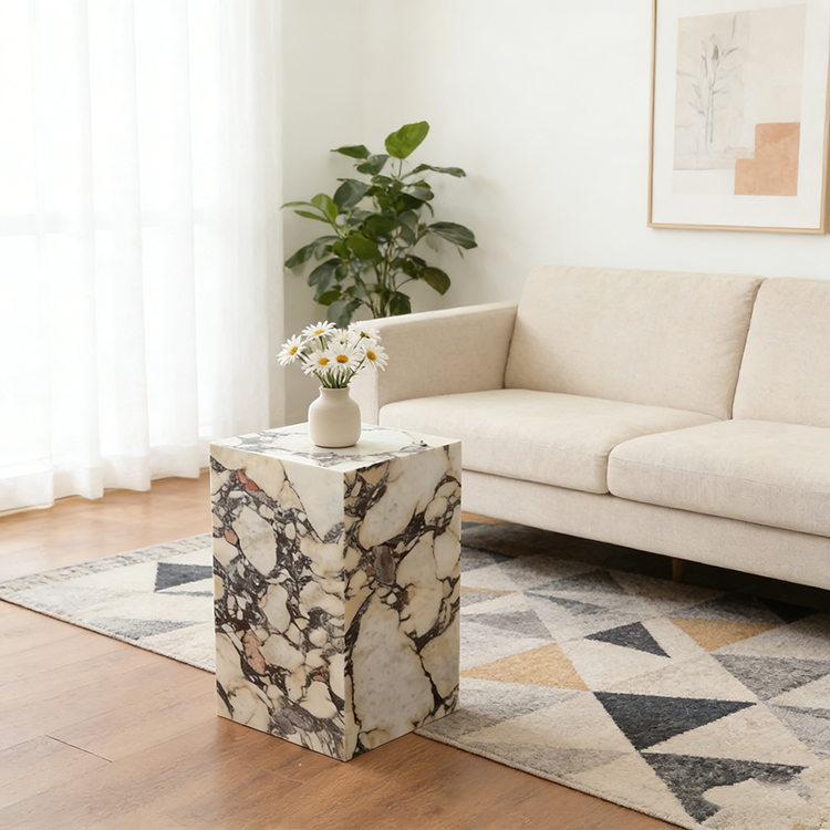 2025 Luxury Italian Calacatta Viola Marble Modern Design Polished Surface Villa Vanity Side Table 1 Year Warranty