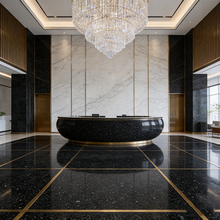 YDSTONE Factory Direct Artificial Stone Floor Tile Polished Black Terrazzo Tiles 600x600 Cement Tile