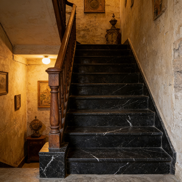 YUANDA Calacatta Stone Tiles Engineered Large Slab Black Sintered Stone Slab Stair