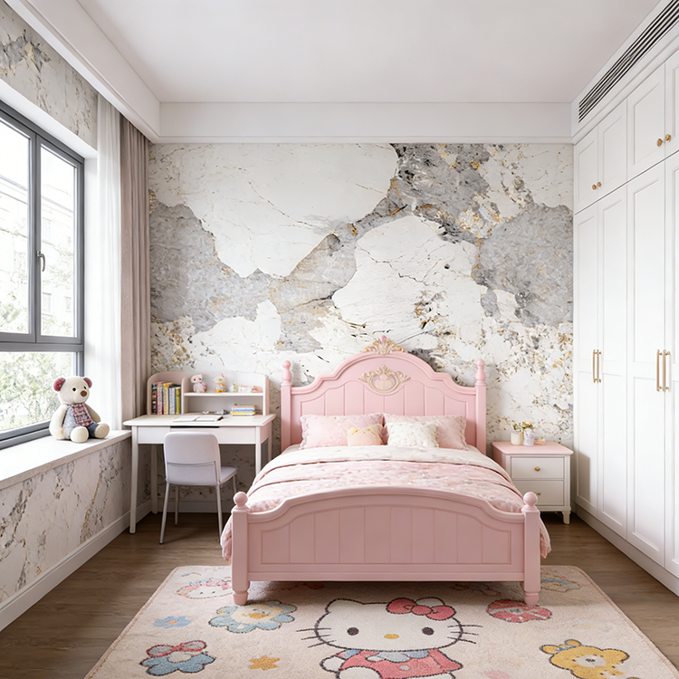 YDSTON EItalian Polished Granite Rectangular Dining Table and Chair Set, Modern Luxurious Home Furniture