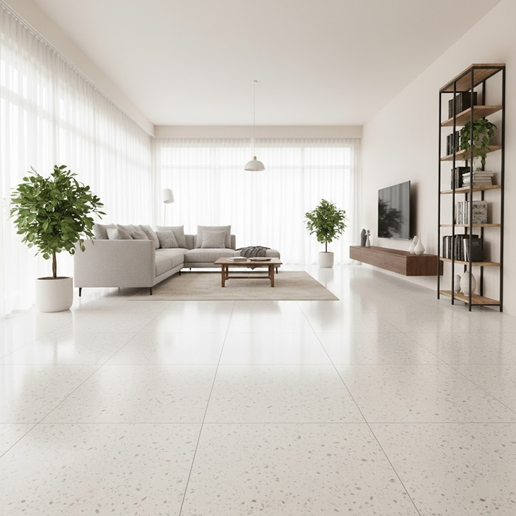 YUANDA Wholesale Polished Finish White Artificial Marble Tiles for Bathroom and Kitchen Floor Tiles