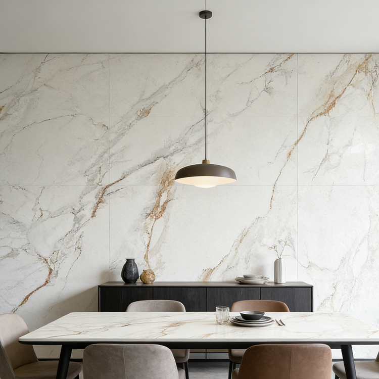 New Arrival Calacatta Gold Sintered Stone Foshan Rock Slab Glossy Porcelain Tiles Sintered Stone Slab