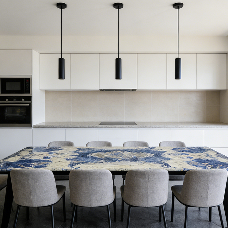 Modern Design Blue Coffee Table Luxury Bolivia Blue Granite Dining Tables for Home